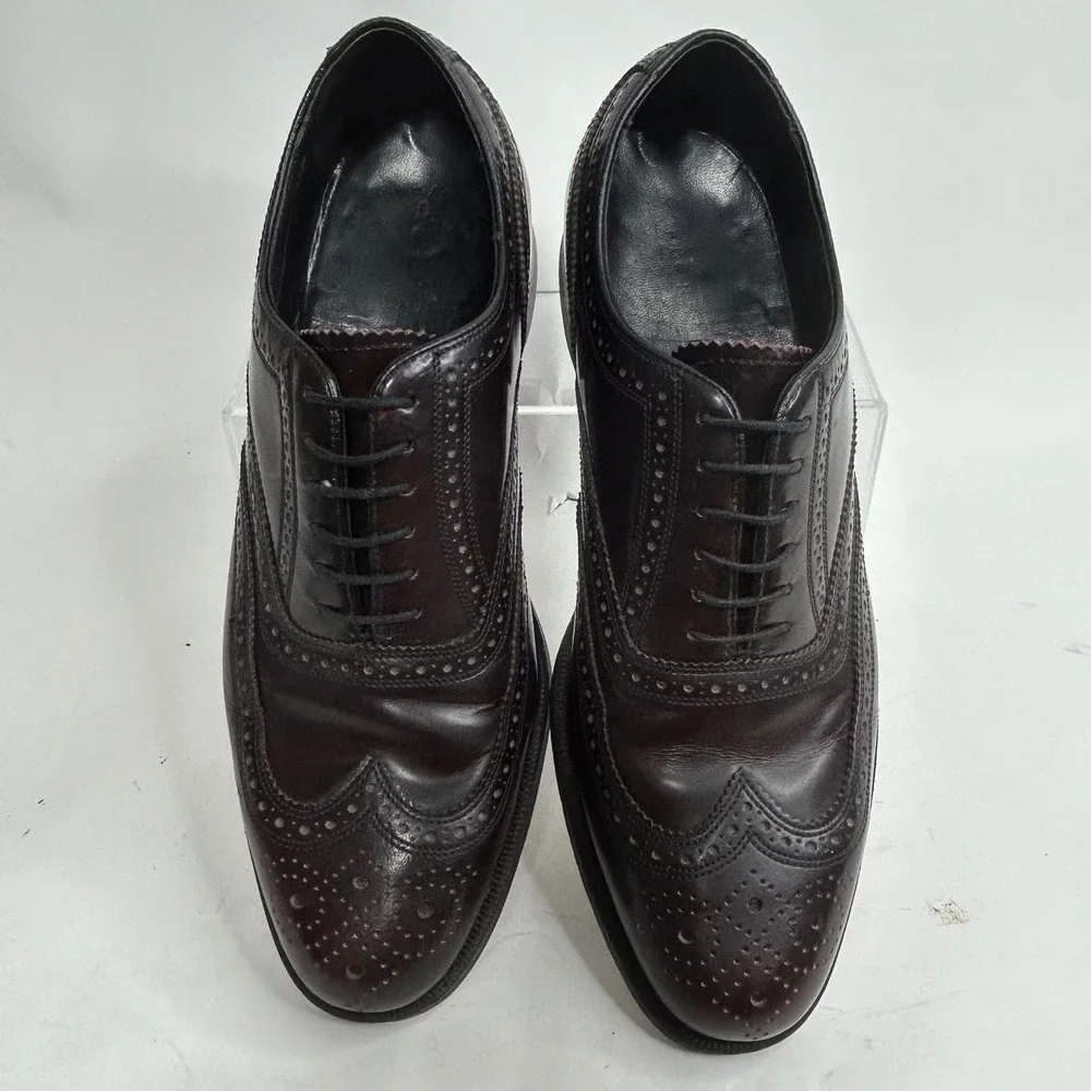 Florsheim Imperial Mens 8D Burgundy Leather Wingtip Oxford Brogue Shoes USA Made